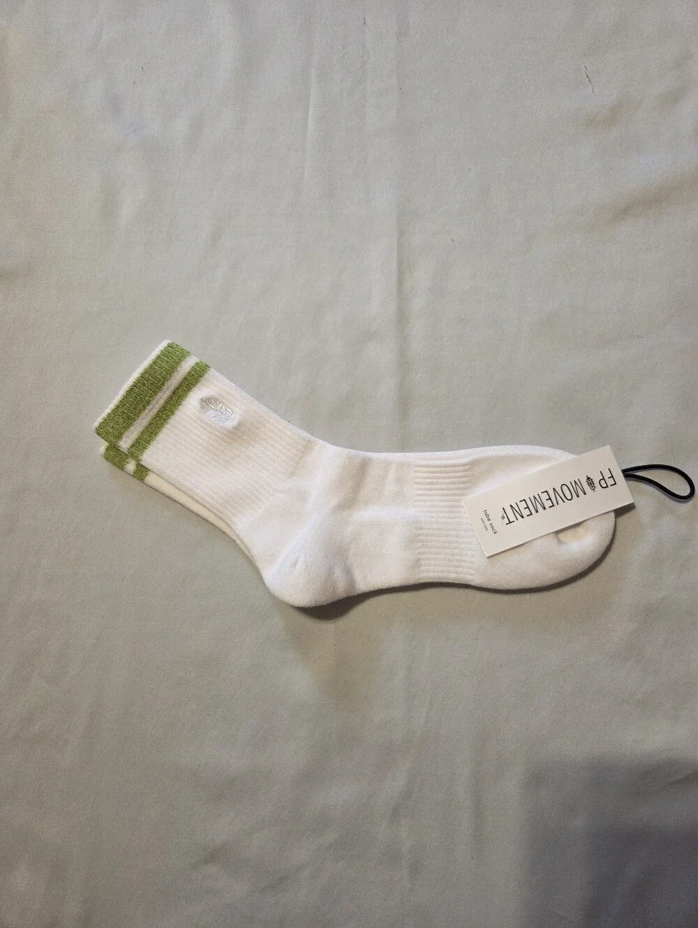 Free People White Tube Socks with Green Stripe,  NWT